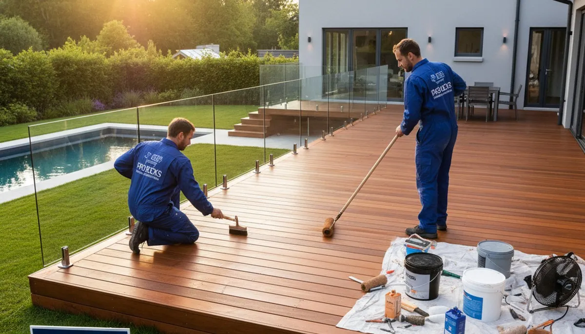 Reno, NV deck painting service by Reno Paint Pros applying durable outdoor coating