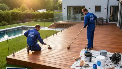 Reno, NV deck painting service by Reno Paint Pros applying durable outdoor coating