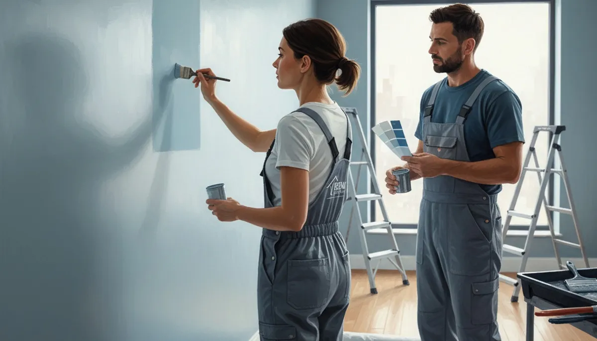 Reno, NV painters repairing wall, trim, and exterior paint touch-ups on a home and business exterior