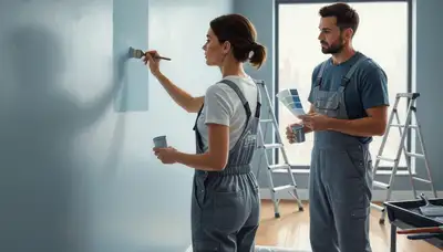 Reno, NV painters repairing wall, trim, and exterior paint touch-ups on a home and business exterior