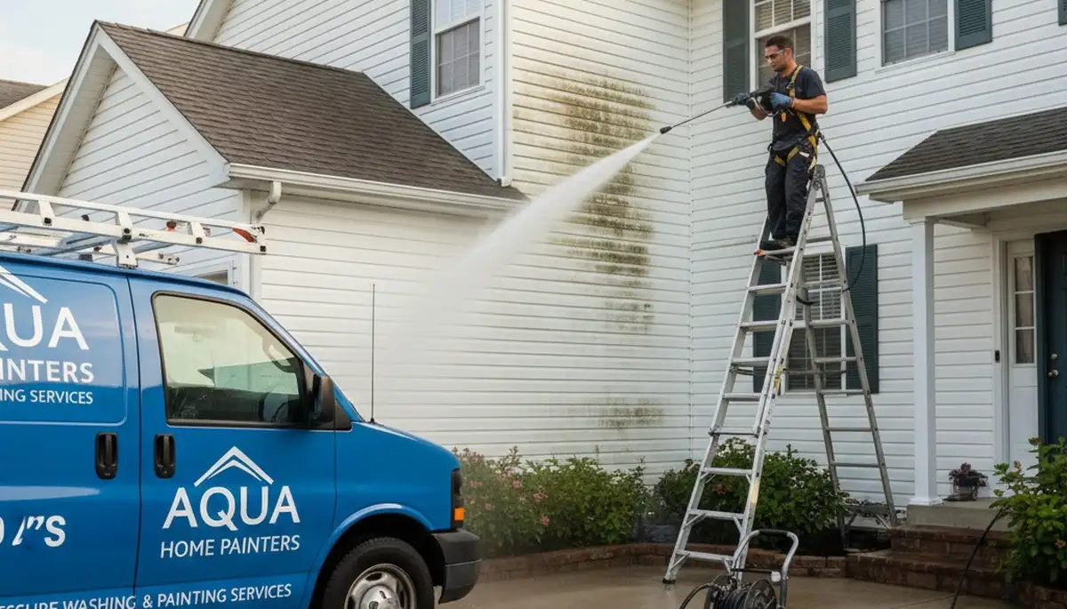 Vinyl siding pressure cleaning in Reno, NV to remove dirt, mold, and UV staining for a cleaner exterior